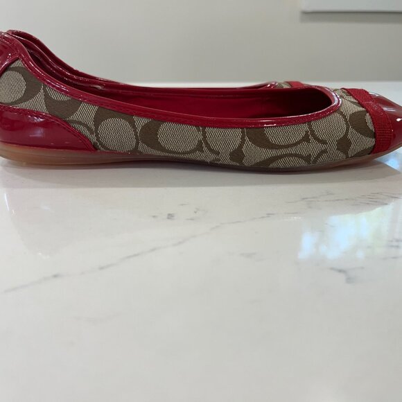 Coach Red with Logo Ballet flats 9 B - Picture 6 of 10